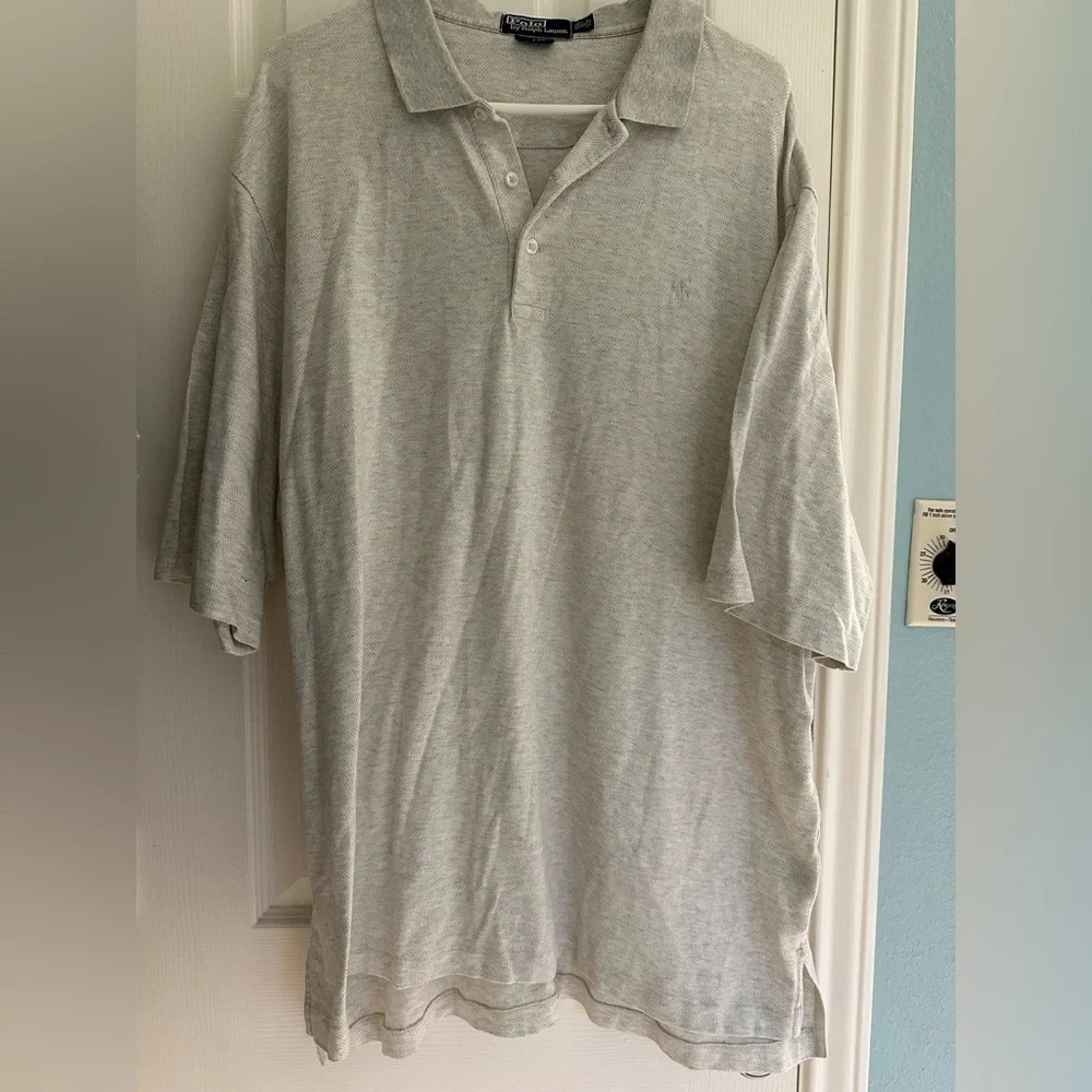 Polo Ralph Lauren XXL Ivory Herringbone Pima Golf Fit Casual Men